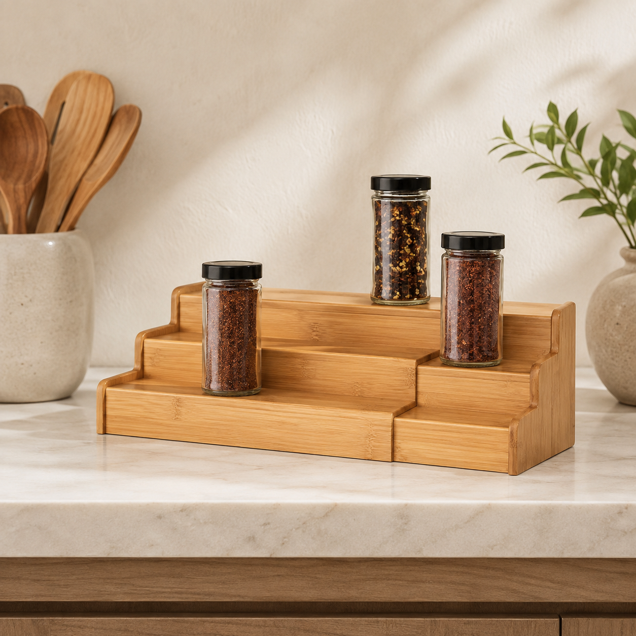 Expandable Bamboo 3-Tier Spice Rack