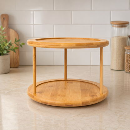 Bamboo 2-Tier Turntable Spice Rack