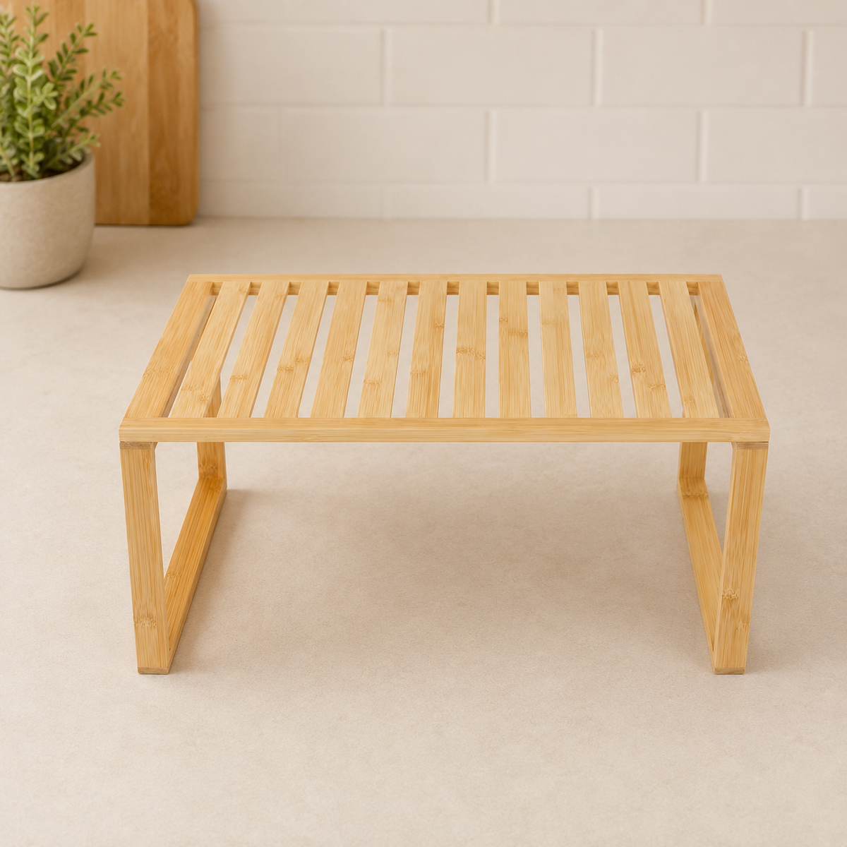 Natural Bamboo Stackable Storage Shelf