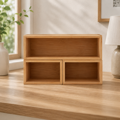 4-Piece Bamboo Bathroom Organizer Set