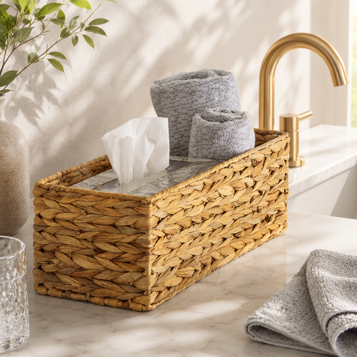 Woven Hyacinth Organizer Basket