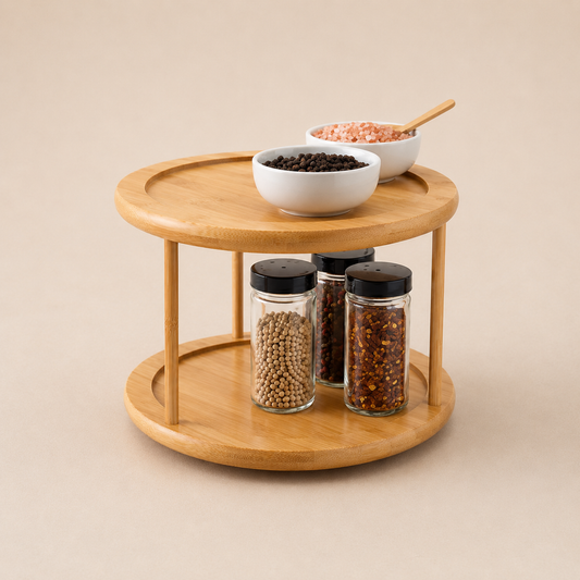 Bamboo 2-Tier Turntable Spice Rack