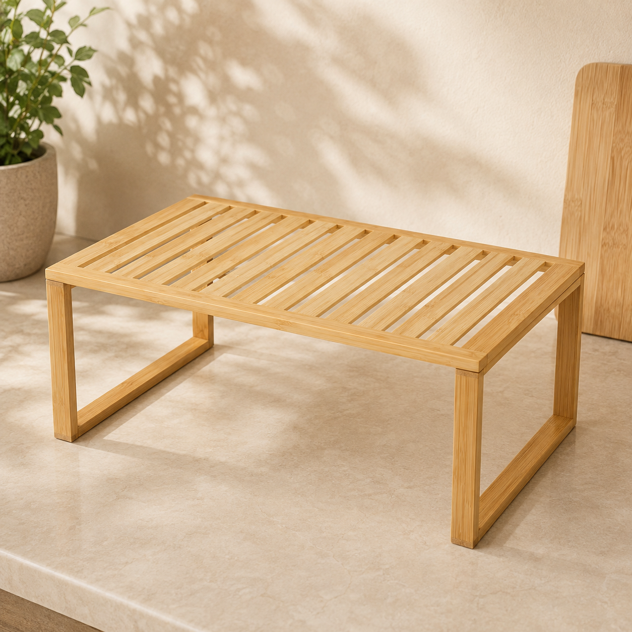 Natural Bamboo Stackable Storage Shelf
