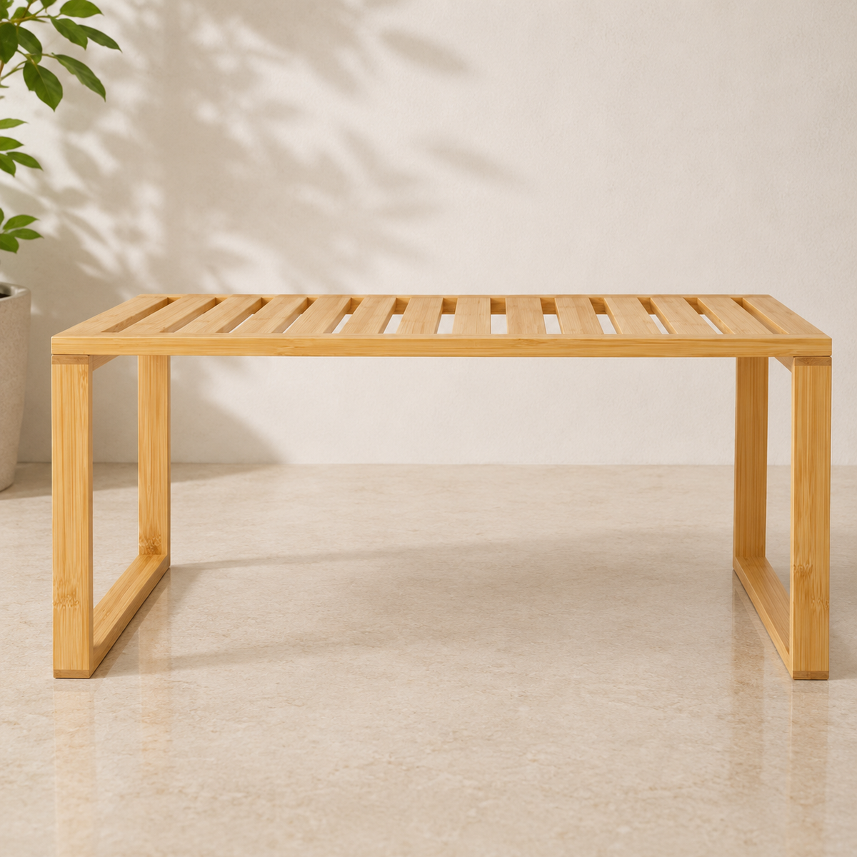 Natural Bamboo Stackable Storage Shelf
